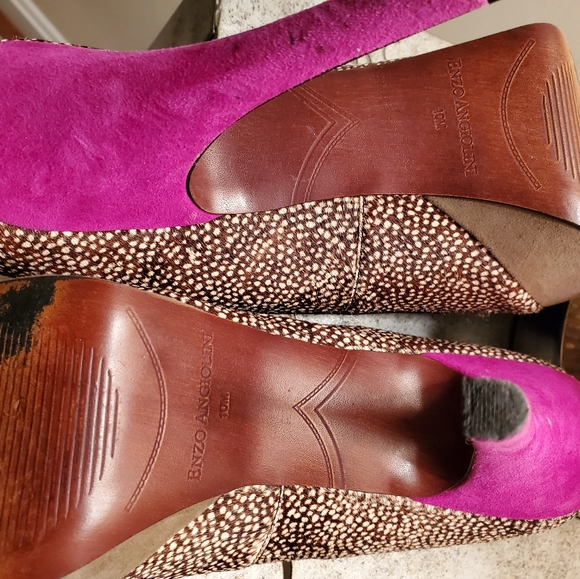 Classy Leather Calf Hair and suade heels Size 10 FREE SHIPPING - Picture 4 of 7